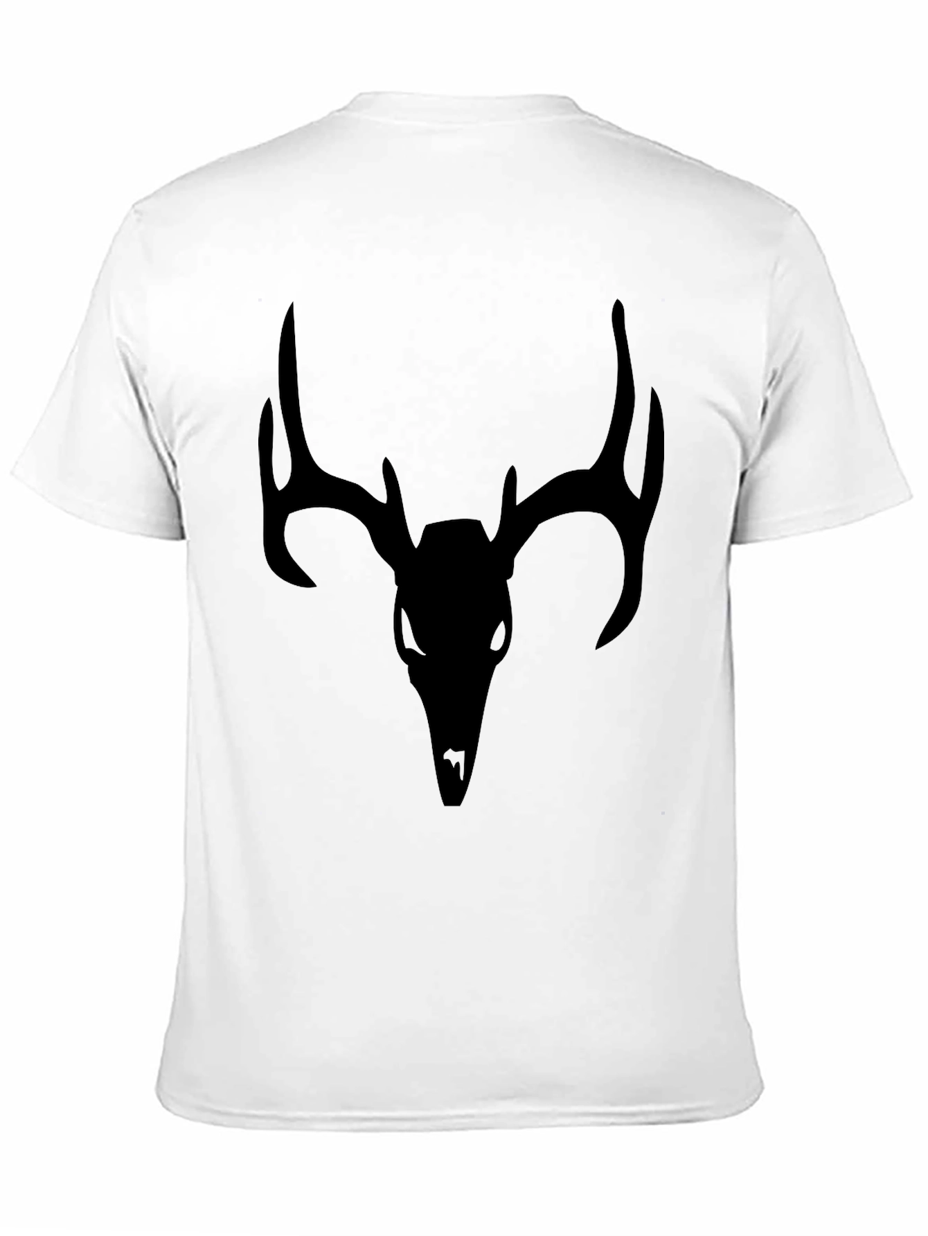 Mens Black T-Shirt with Deer Skull Graphic