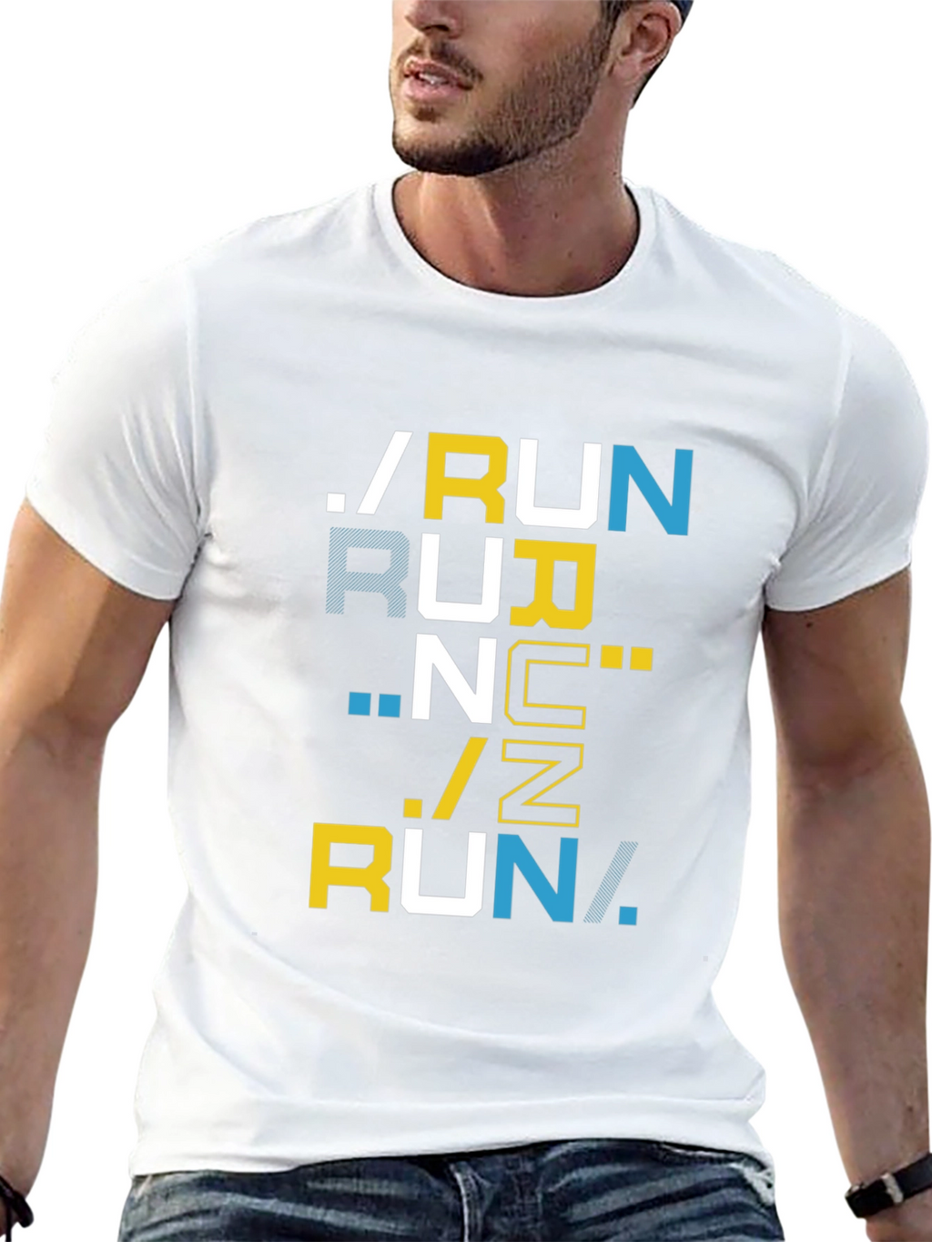 Stylish Black Running Themed Graphic T-Shirt