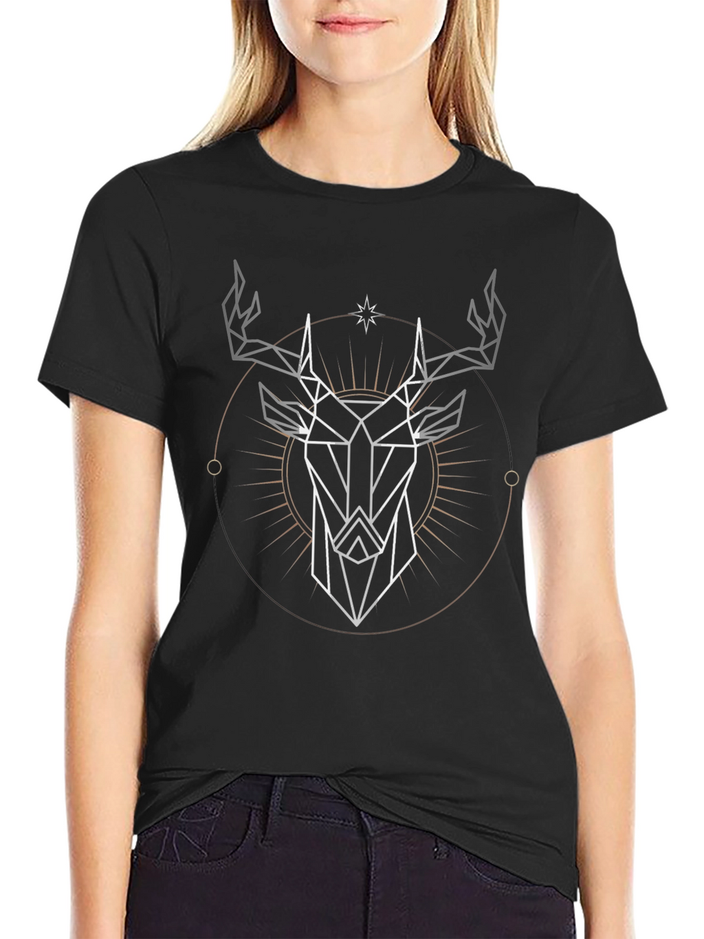 Geometric Deer Graphic Tee - Modern Stylish Design
