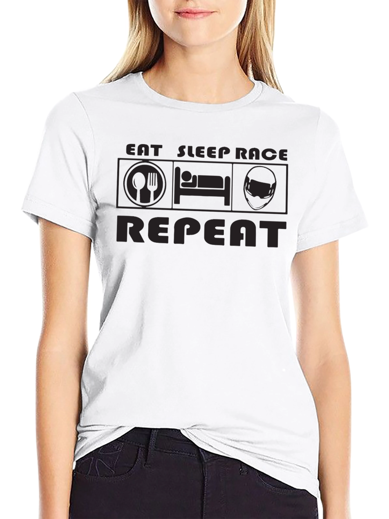 Eat Sleep Race Repeat Black T-Shirt