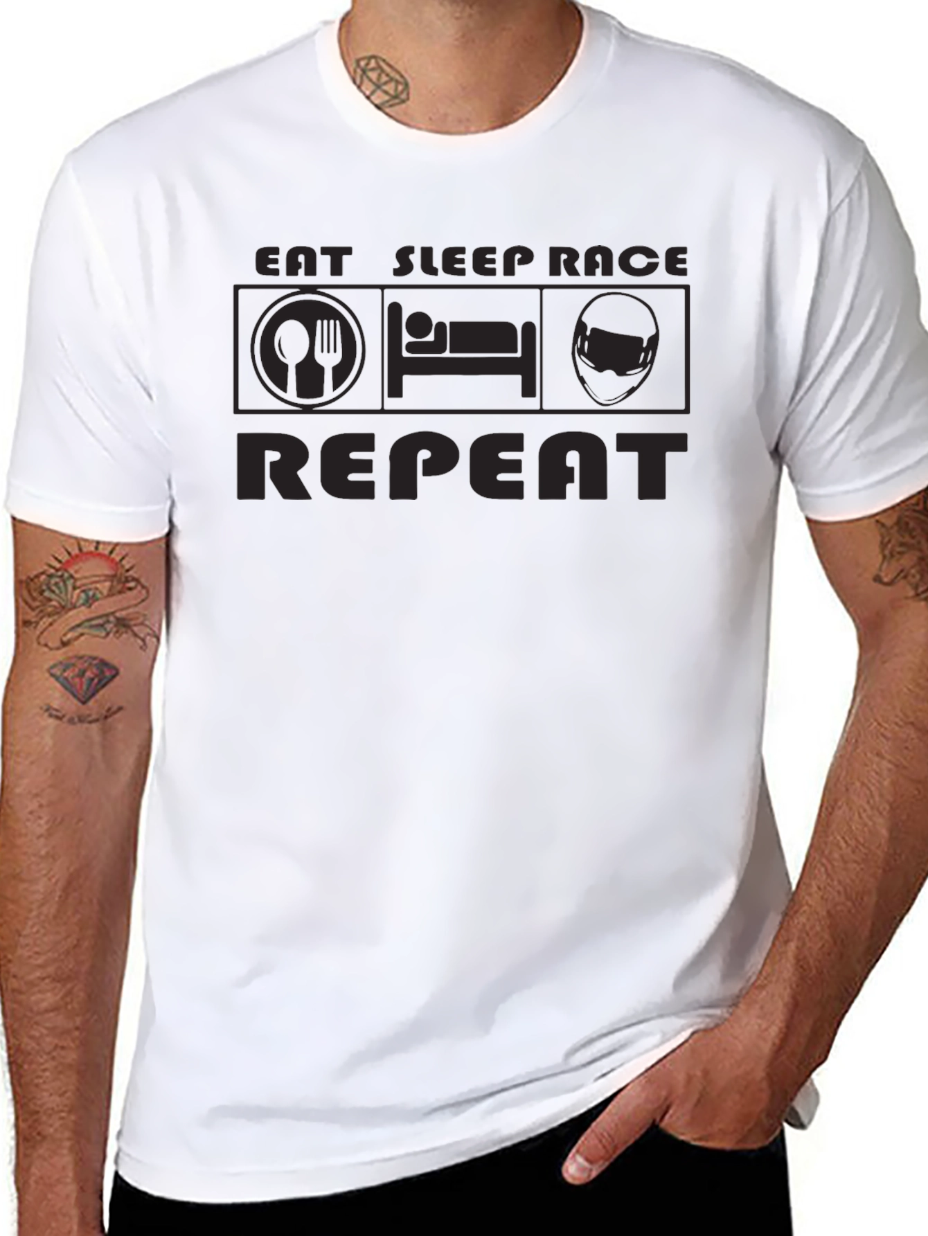 Eat Sleep Race Repeat Black T-Shirt