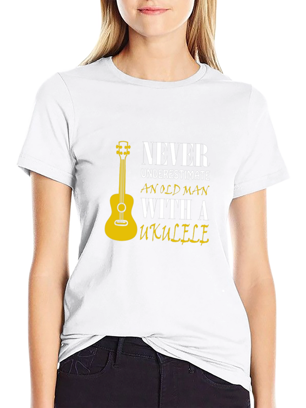 Never Underestimate Old Man with Ukulele T-Shirt