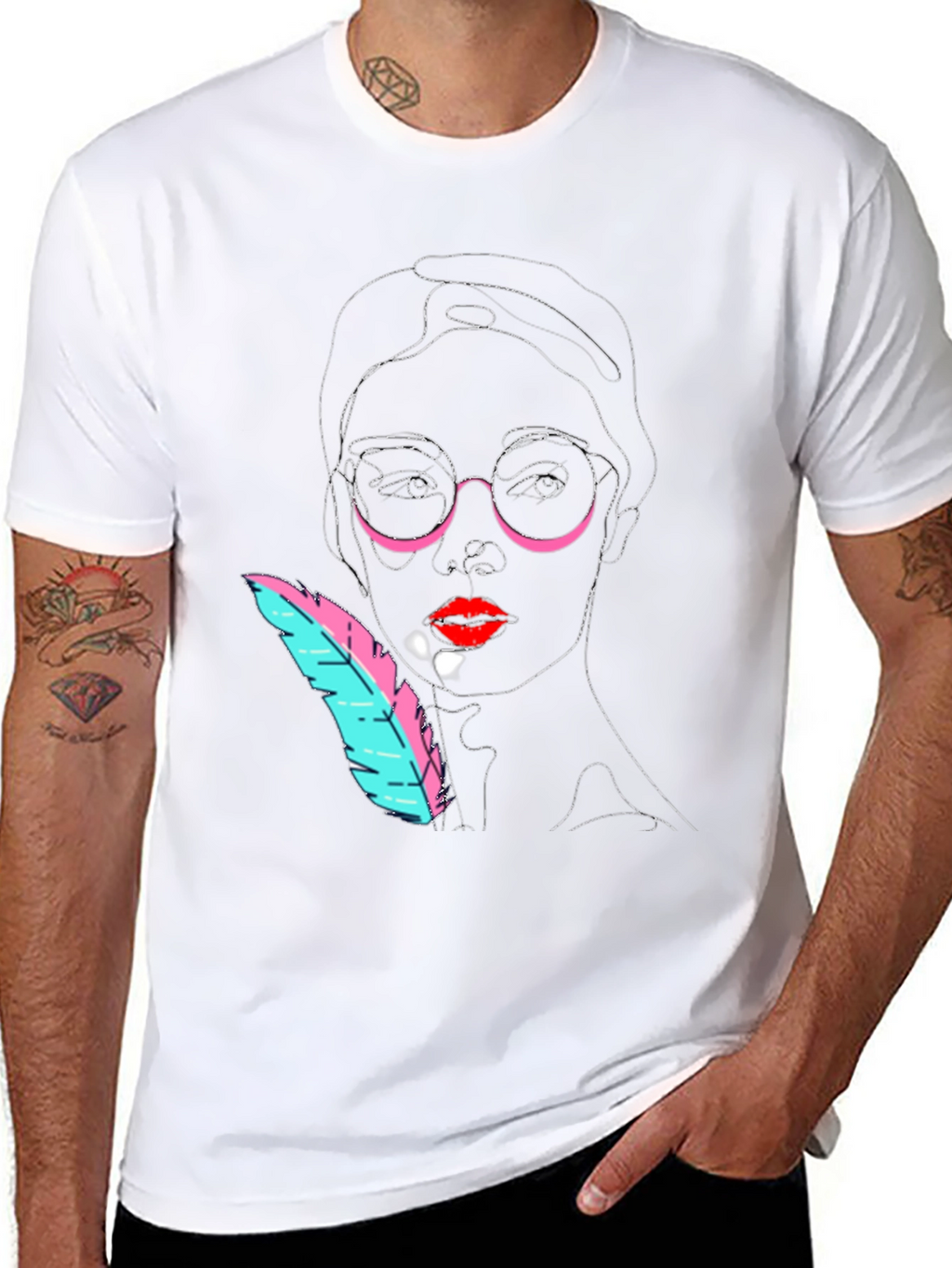 Abstract Face Black T-Shirt - Modern Art Tee