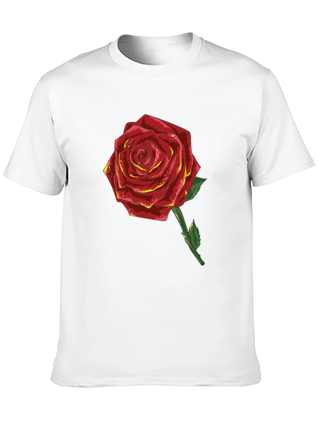 Red Rose Graphic T-Shirt - Black Cotton Blend