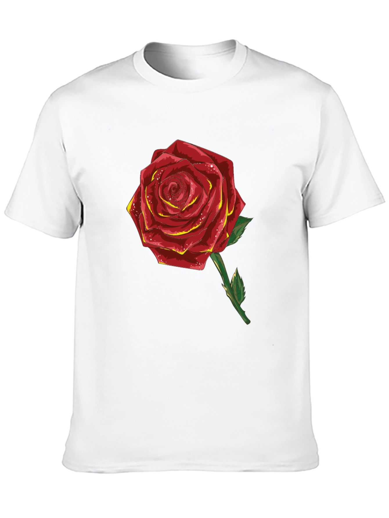 Red Rose Graphic T-Shirt - Black Cotton Blend