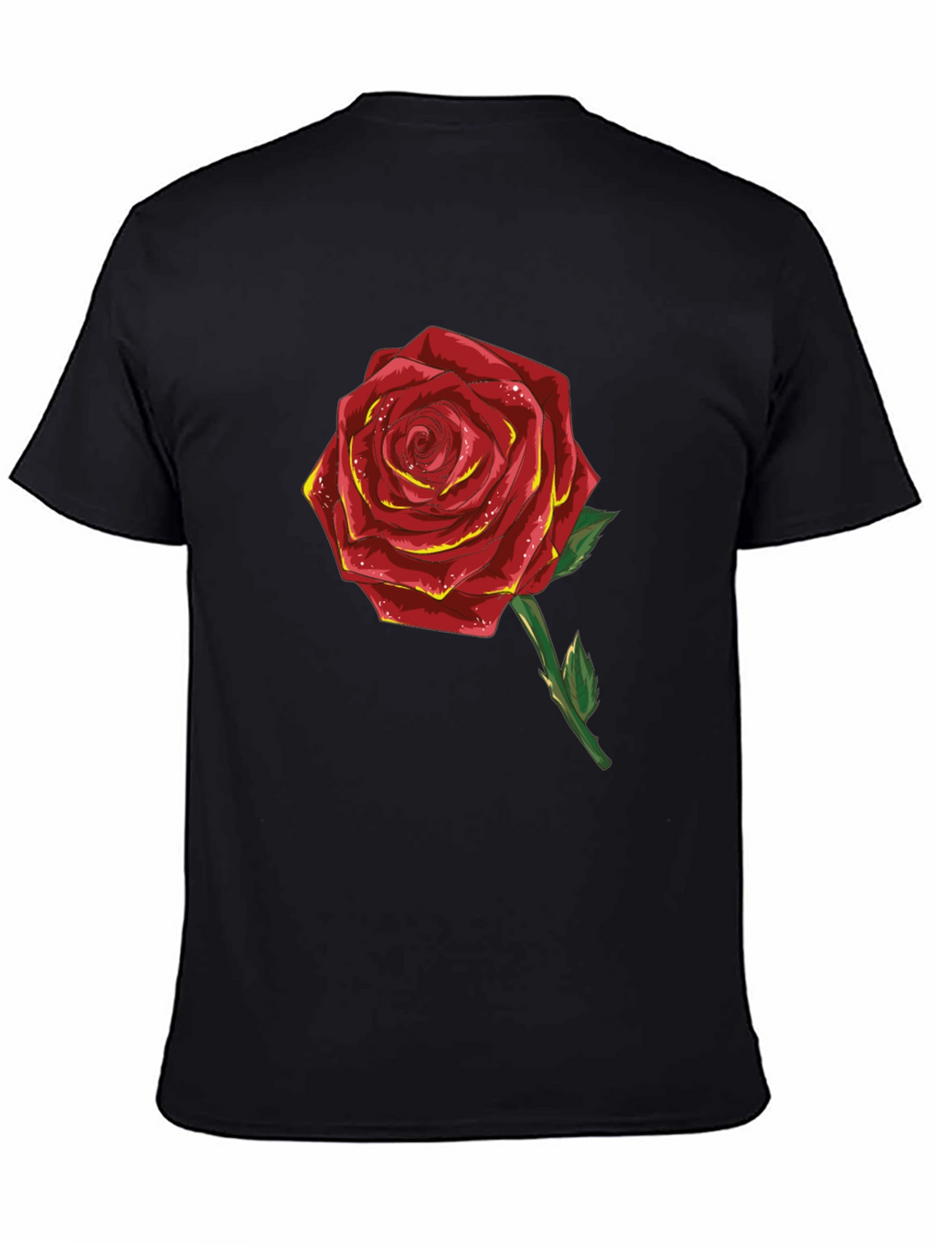 Red Rose Graphic T-Shirt - Black Cotton Blend