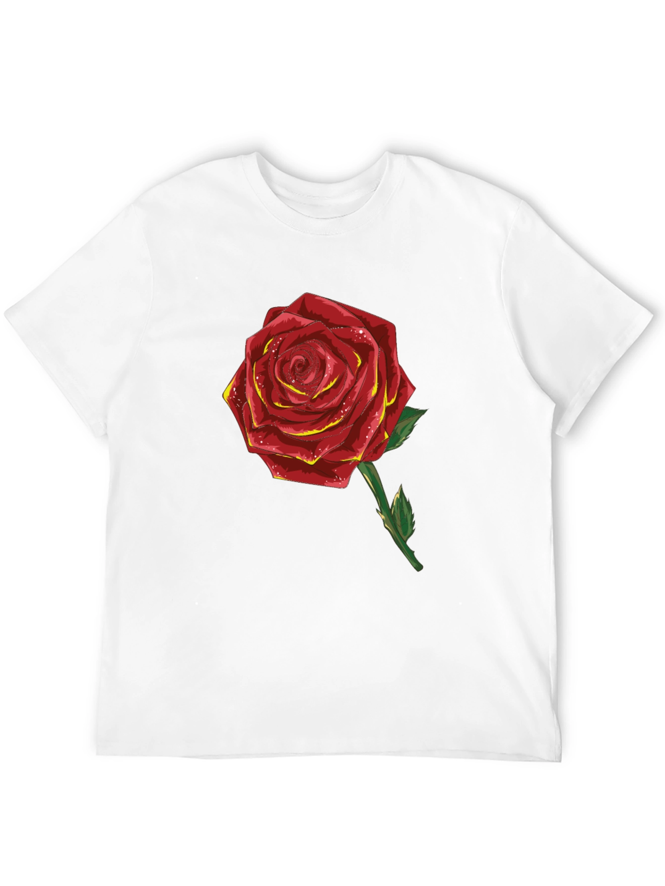 Red Rose Graphic T-Shirt - Black Cotton Blend