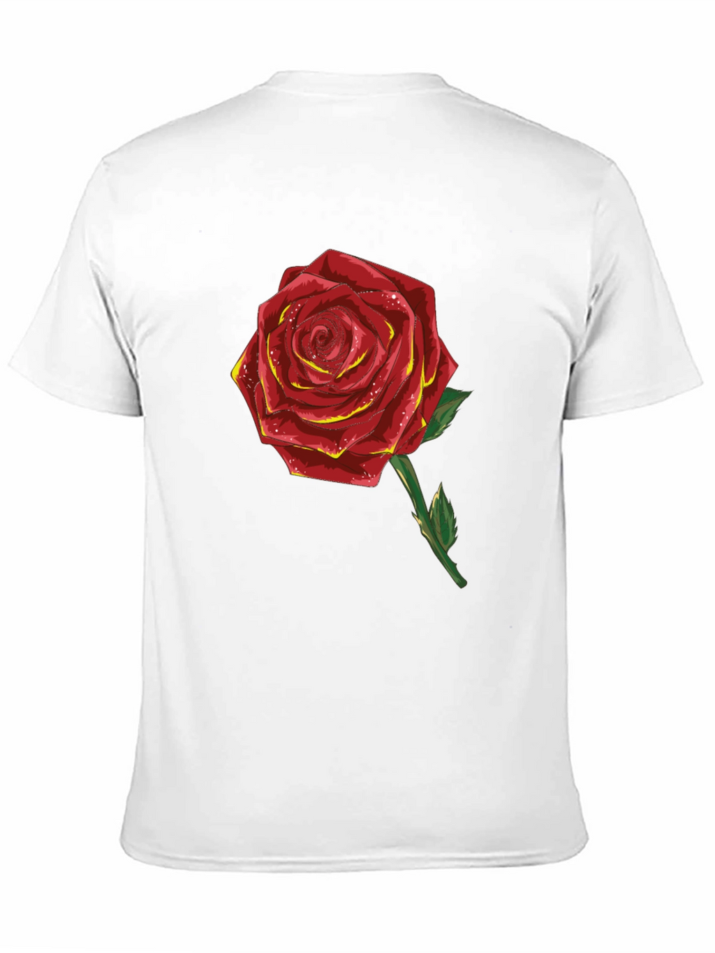 Red Rose Graphic T-Shirt - Black Cotton Blend
