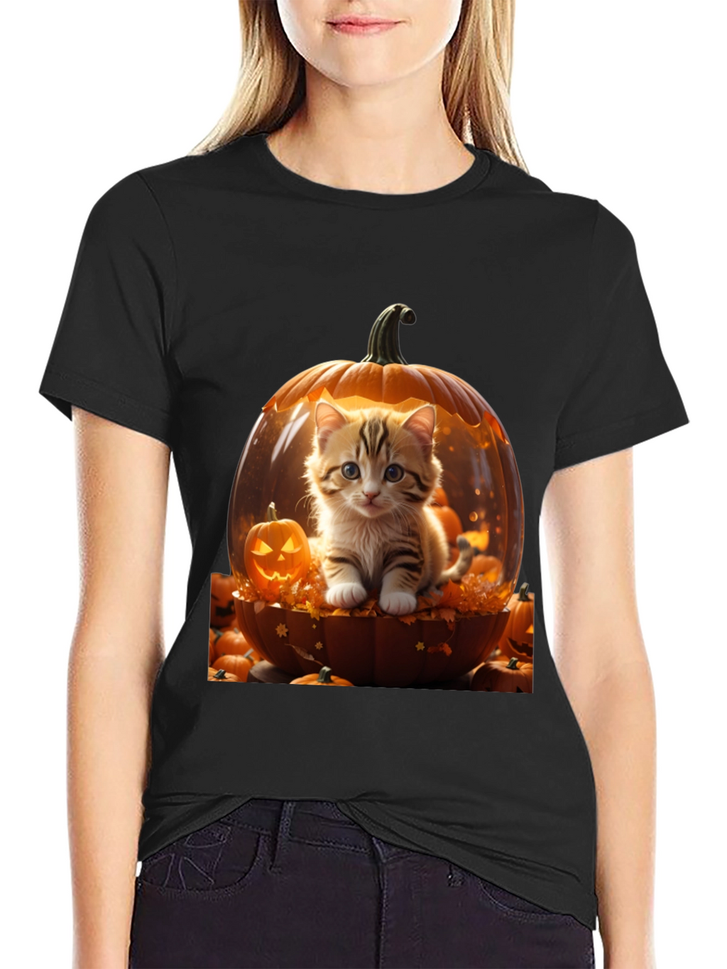 Halloween Kitten Pumpkin T-Shirt