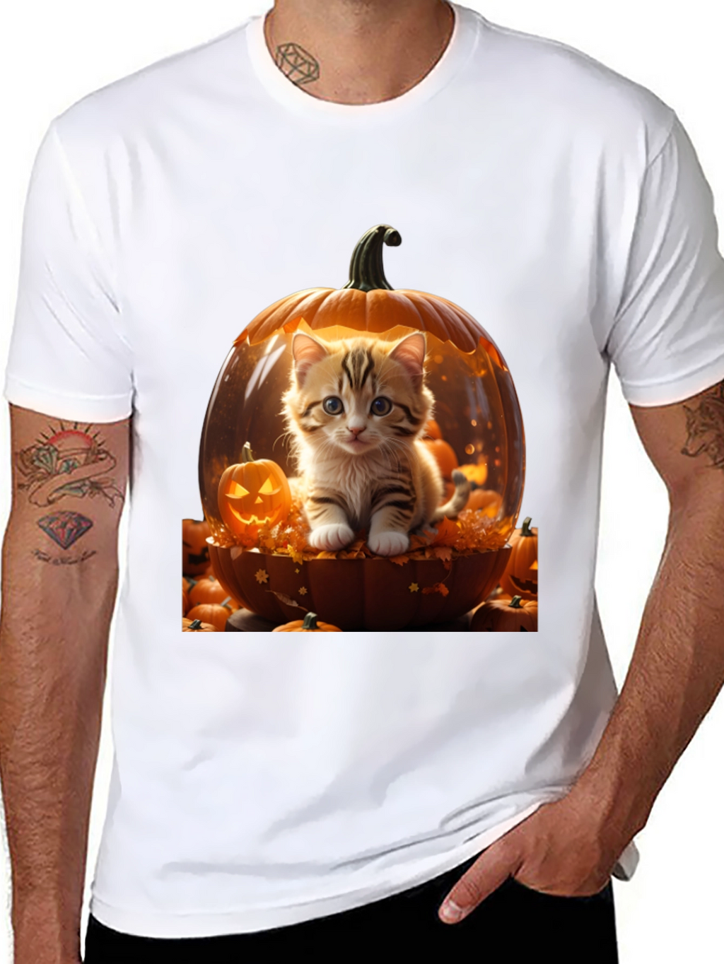Halloween Kitten Pumpkin T-Shirt