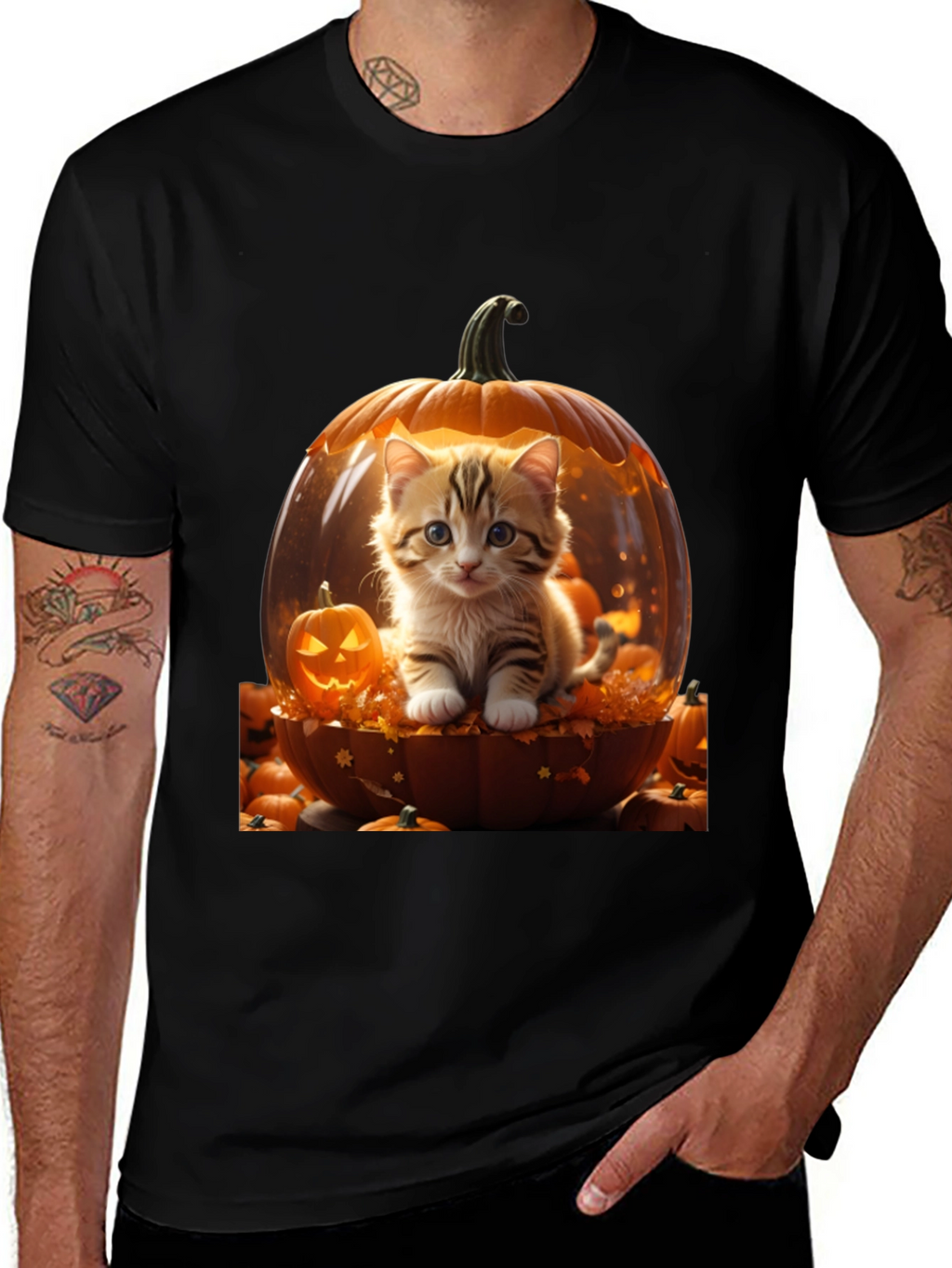 Halloween Kitten Pumpkin T-Shirt