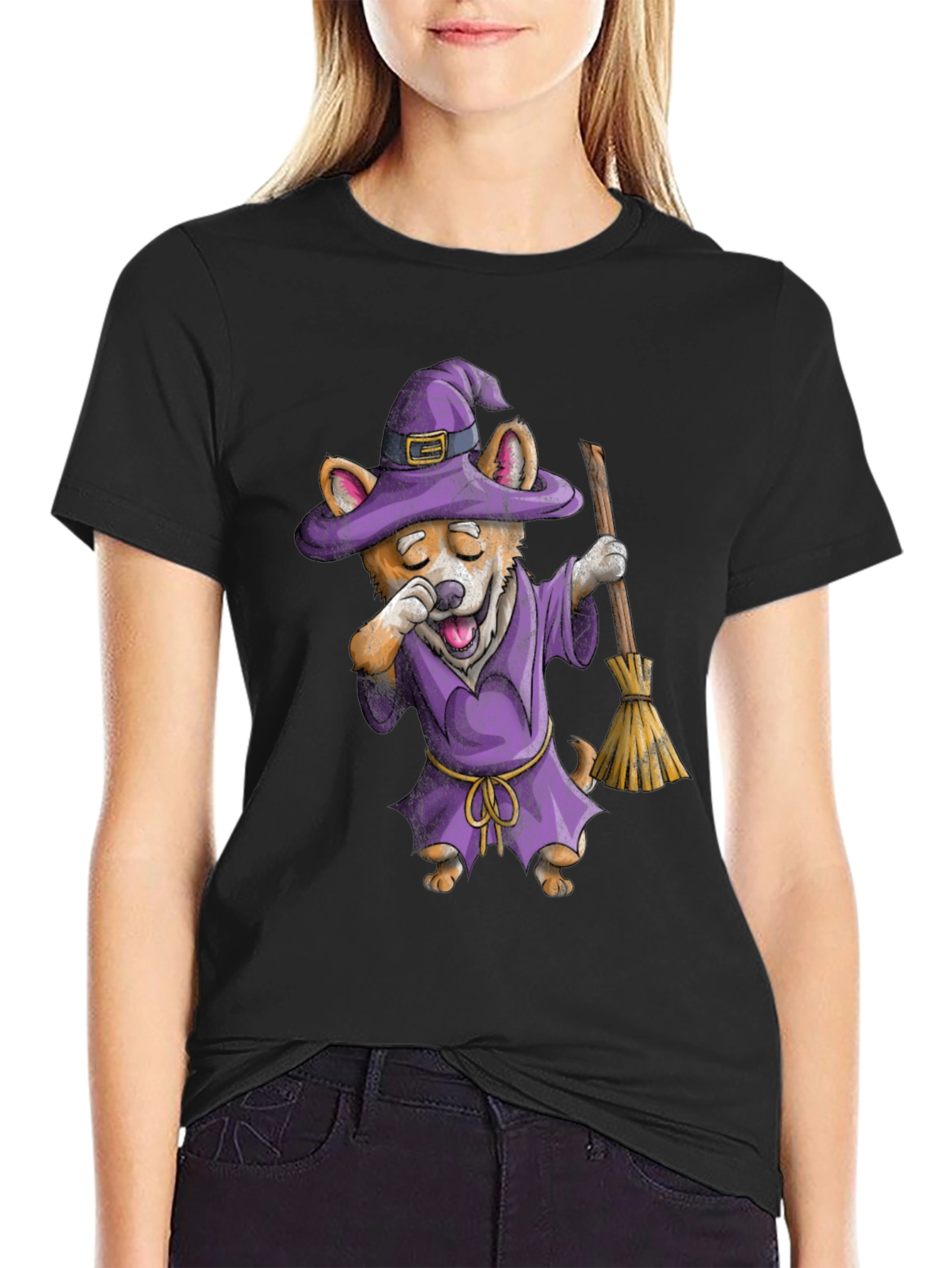 Corgi Witch T-Shirt - Halloween Costume Tee