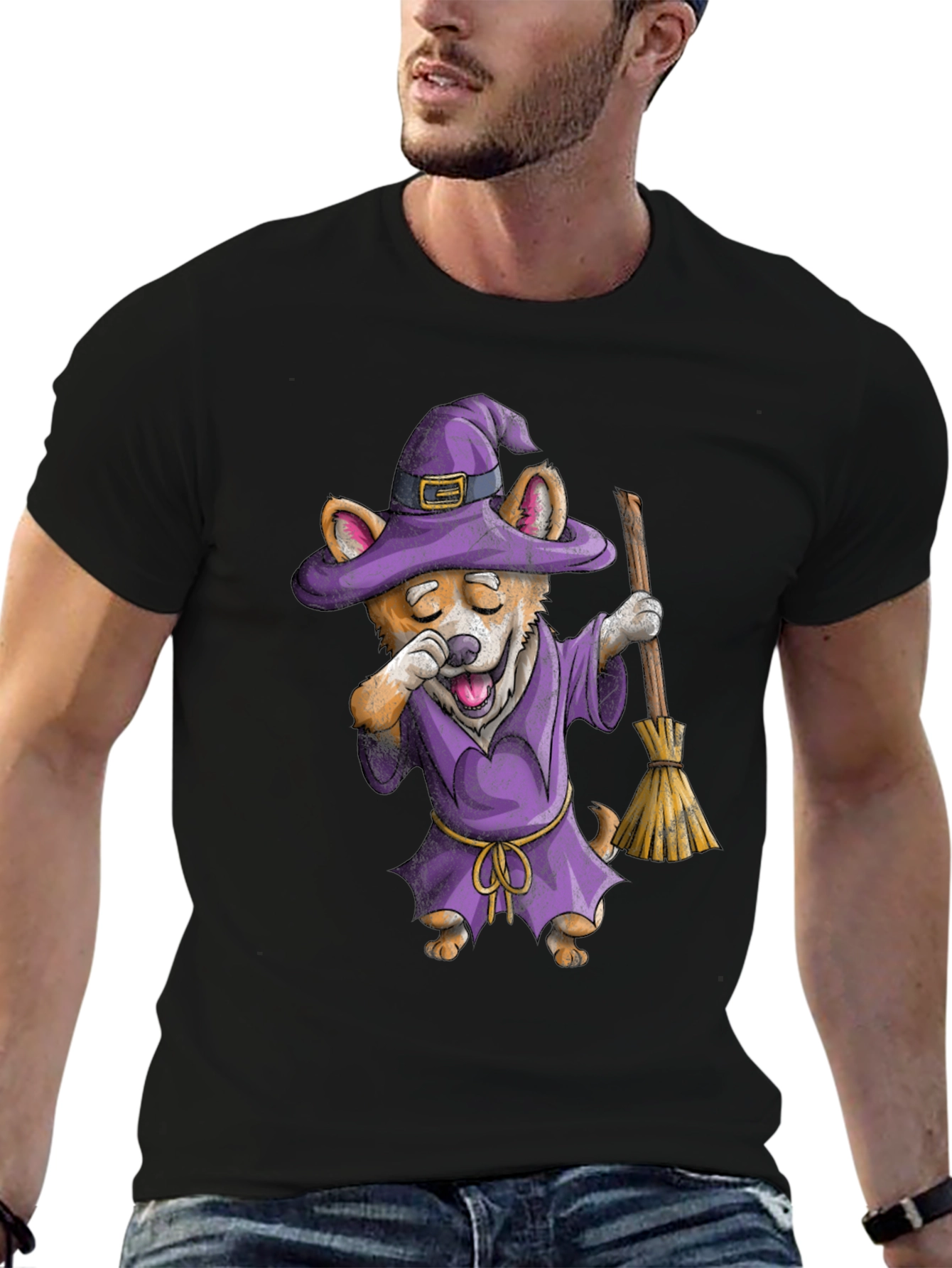 Corgi Witch T-Shirt - Halloween Costume Tee