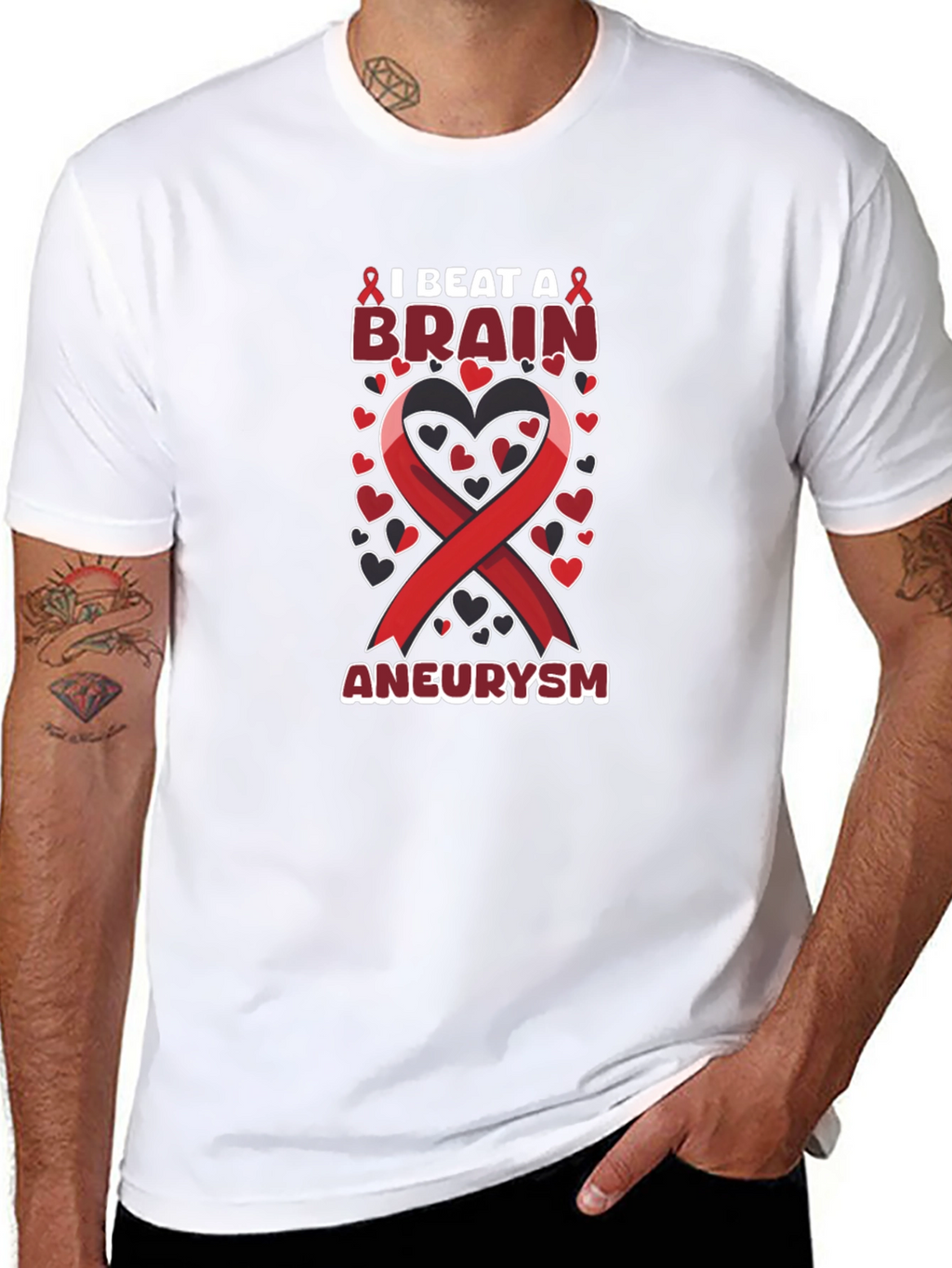 I Beat A Brain Aneurysm Ribbon T-Shirt