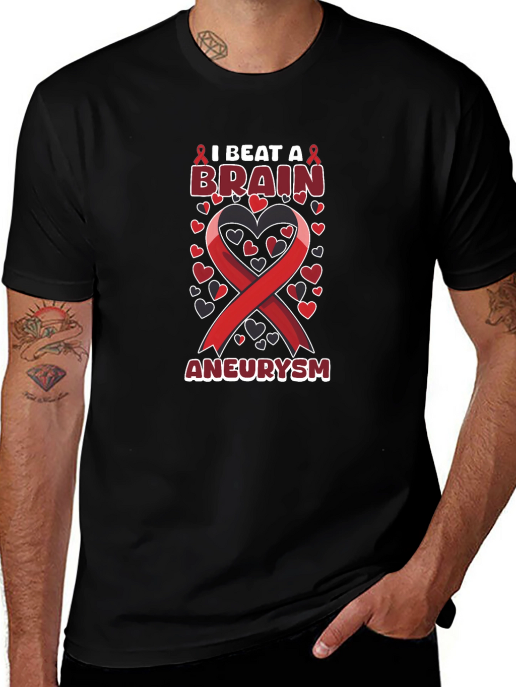 I Beat A Brain Aneurysm Ribbon T-Shirt