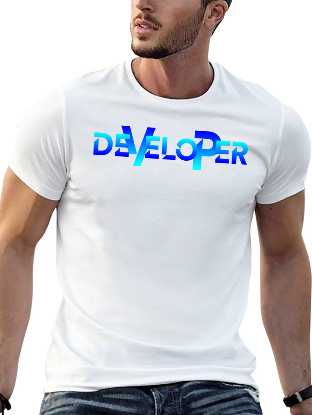 Developer T-Shirt - Gradient Text Design
