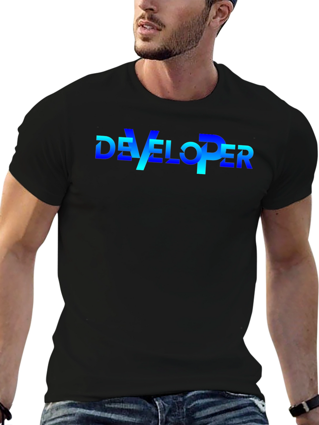 Developer T-Shirt - Gradient Text Design