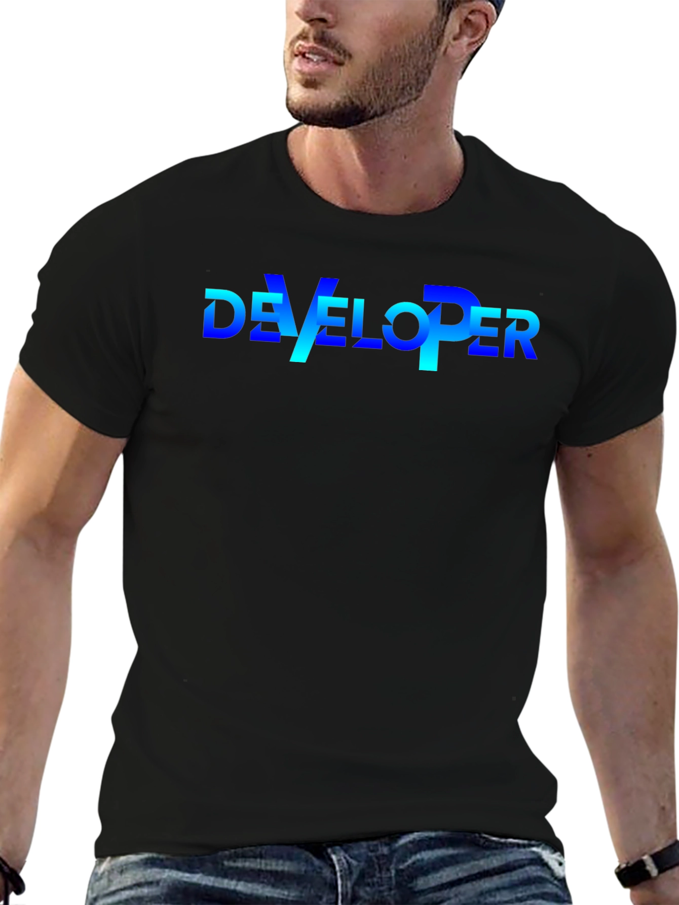 Developer T-Shirt - Gradient Text Design