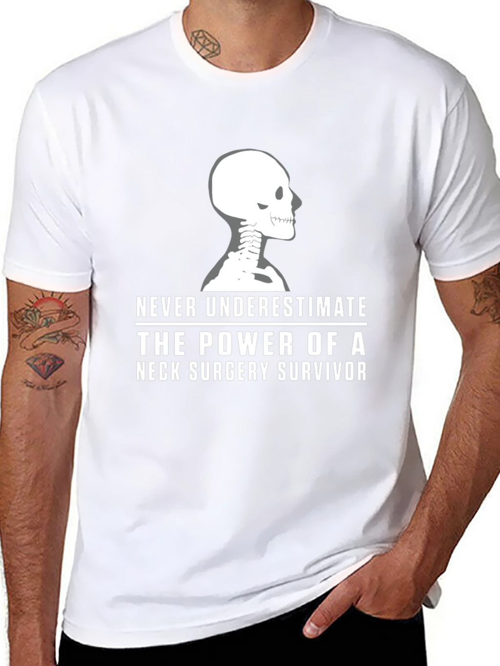 Neck Surgery Survivor T-Shirt - Skeleton Design