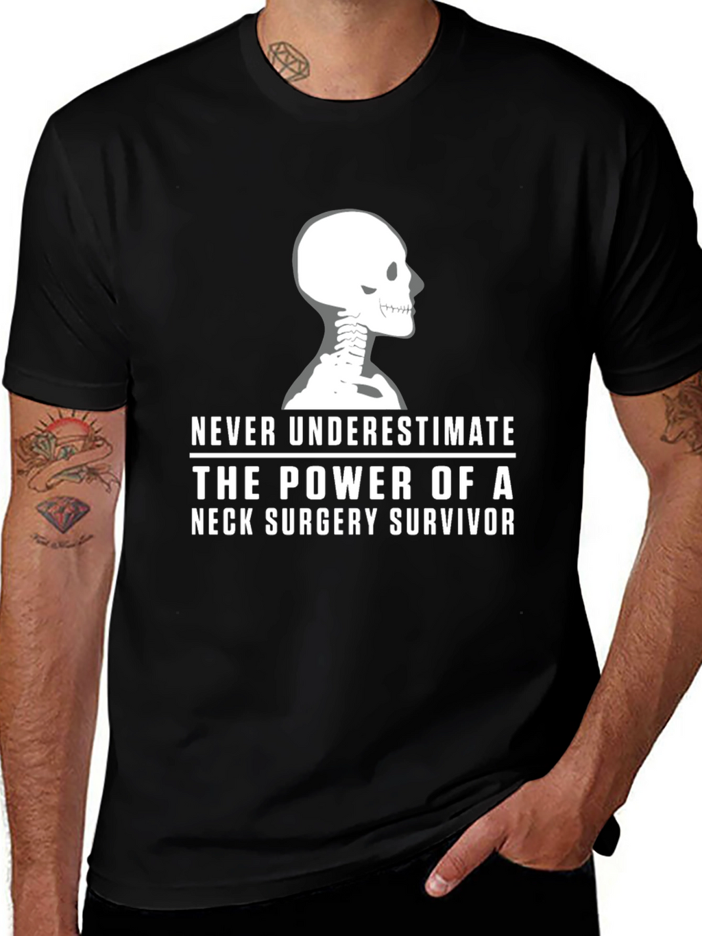 Neck Surgery Survivor T-Shirt - Skeleton Design