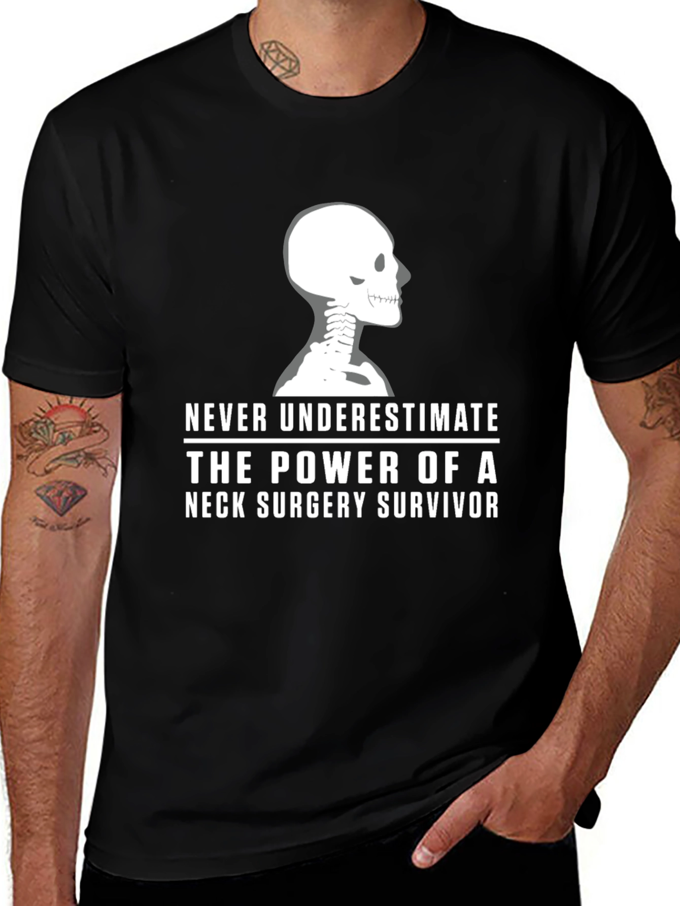 Neck Surgery Survivor T-Shirt - Skeleton Design