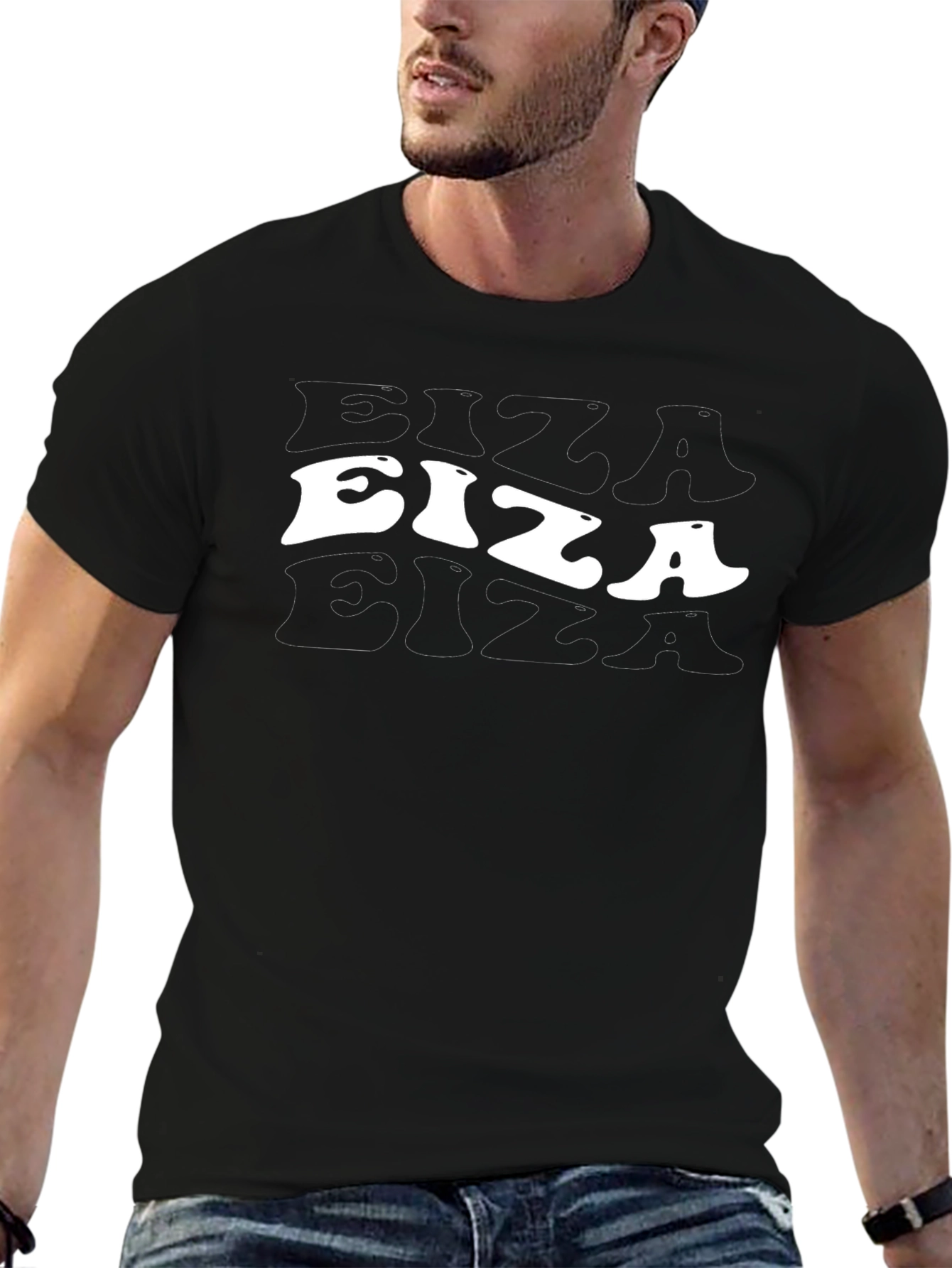 Retro Ibiza Text Black Graphic Tee