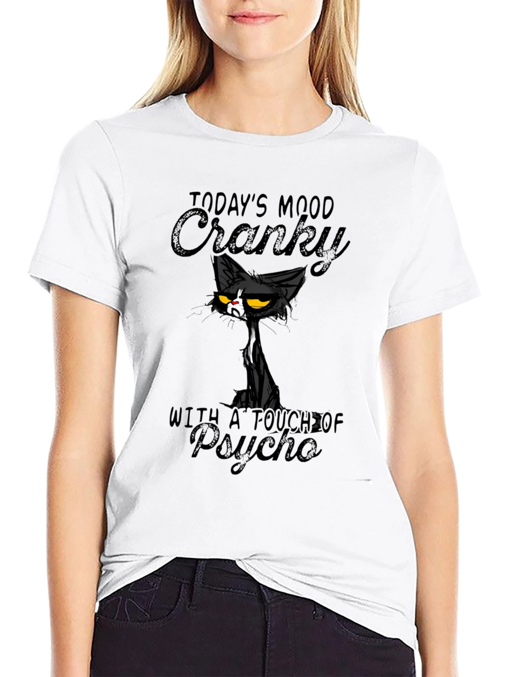 Cranky Psycho Cat Graphic T-Shirt