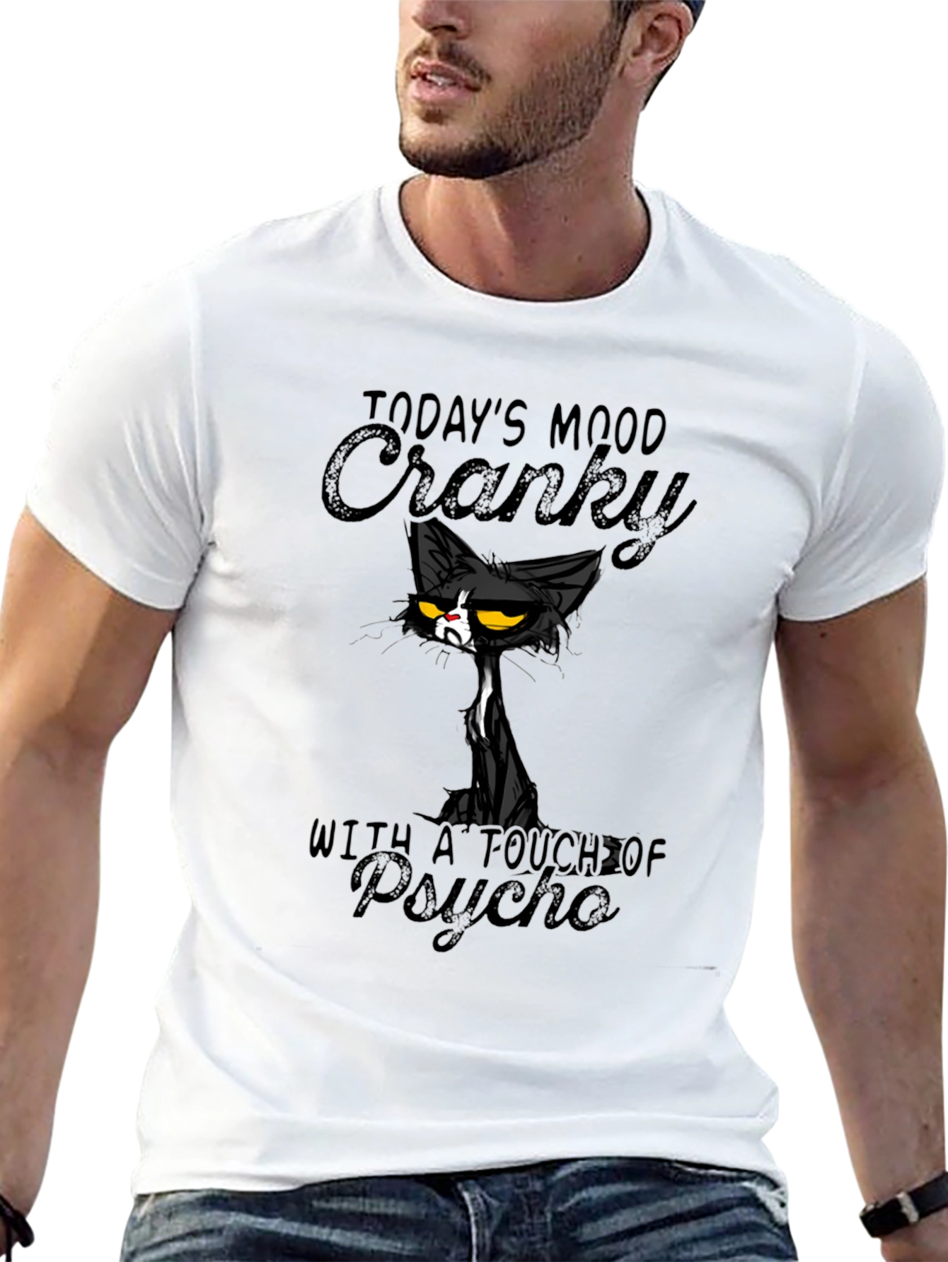 Cranky Psycho Cat Graphic T-Shirt
