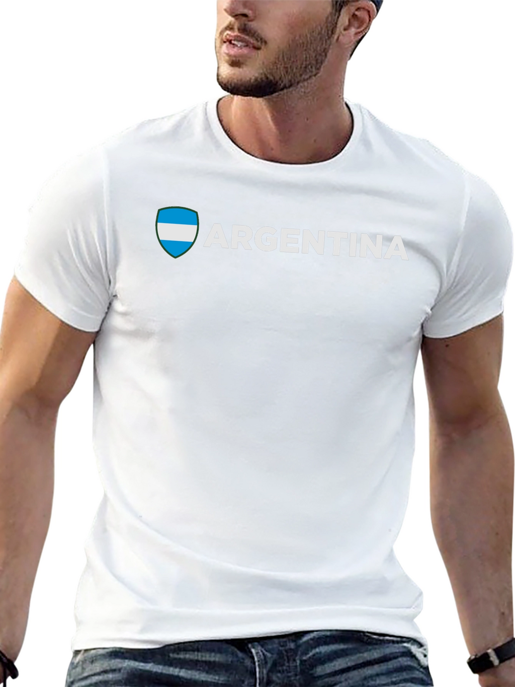 Argentina Flag T-Shirt - Black Cotton Tee