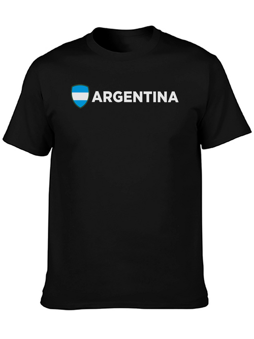 Argentina Flag T-Shirt - Black Cotton Tee