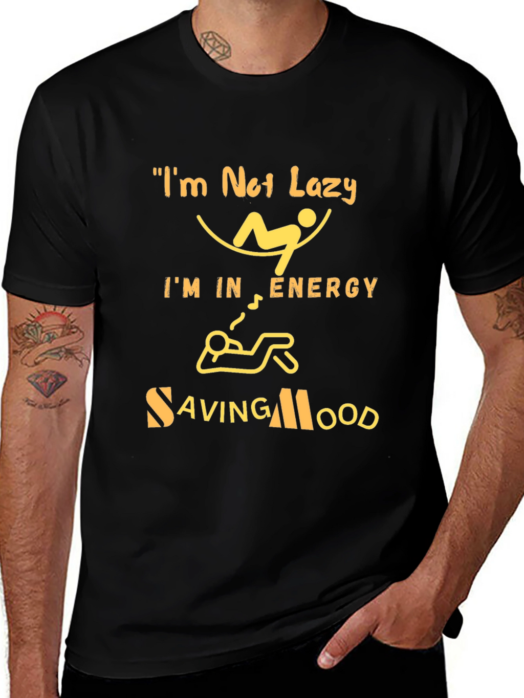 Energy Saving Mood Graphic Tee - Black