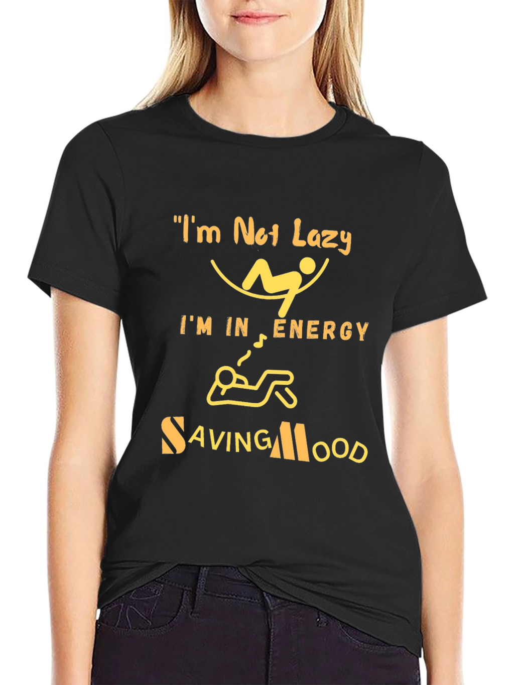 Energy Saving Mood Graphic Tee - Black