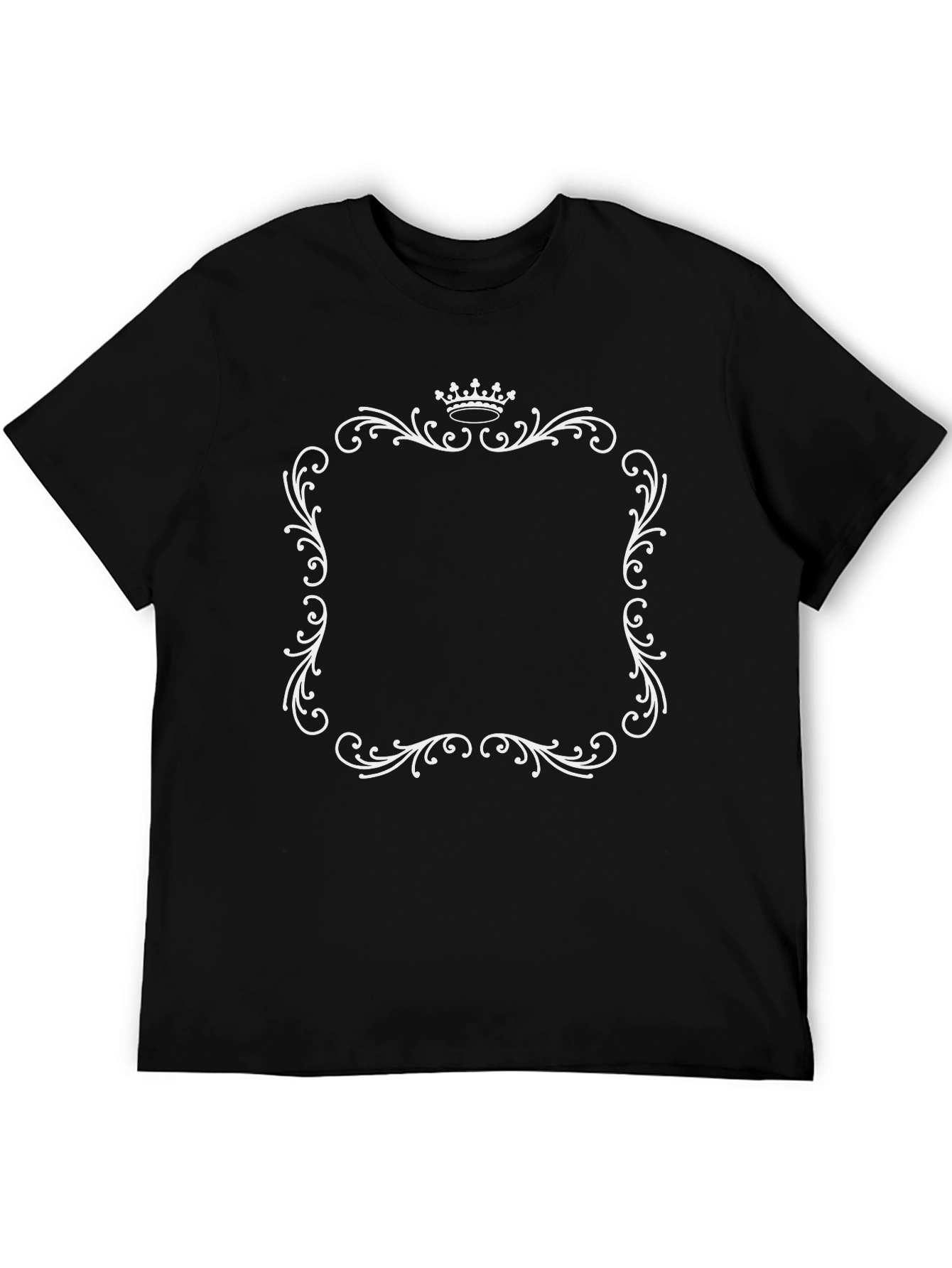 Elegant Crown Frame Black T-Shirt