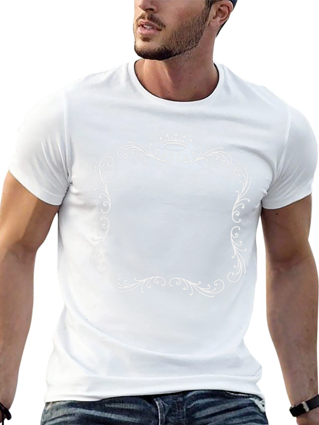 Elegant Crown Frame Black T-Shirt