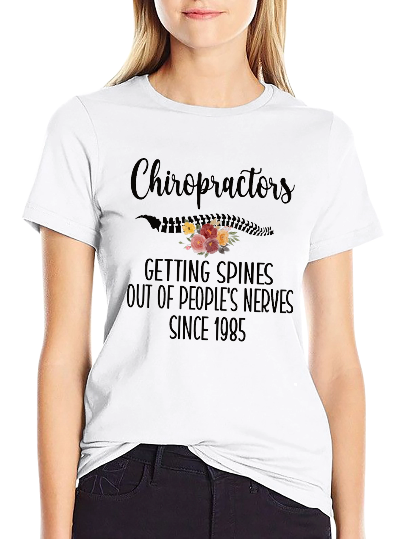 Chiropractor Spine Flower Graphic Tee - Since 1985