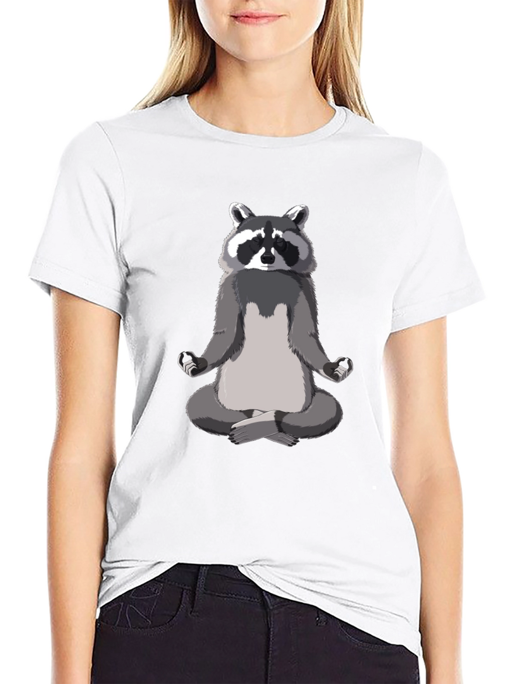 Zen Raccoon Mens Black T-Shirt