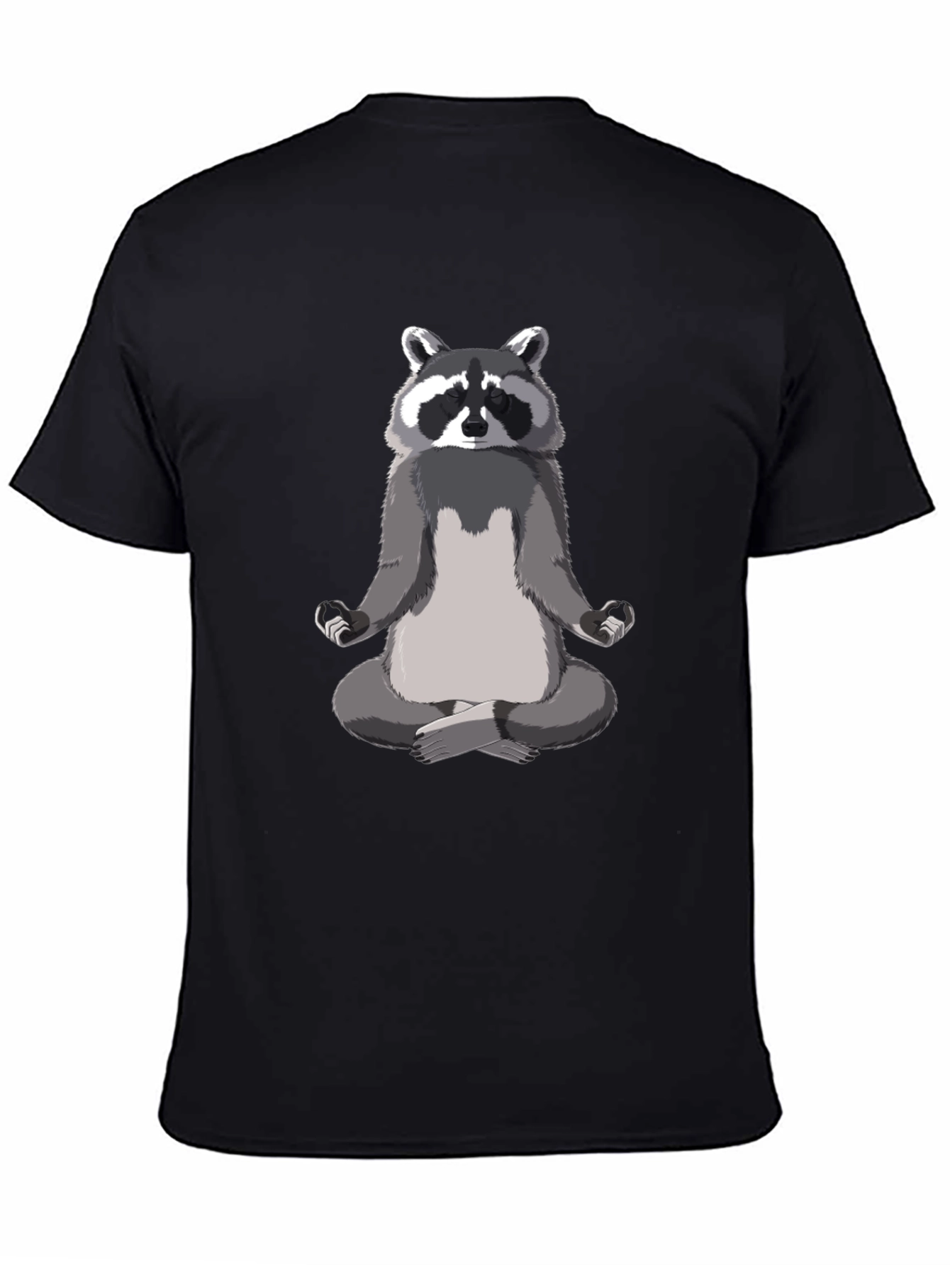 Zen Raccoon Mens Black T-Shirt