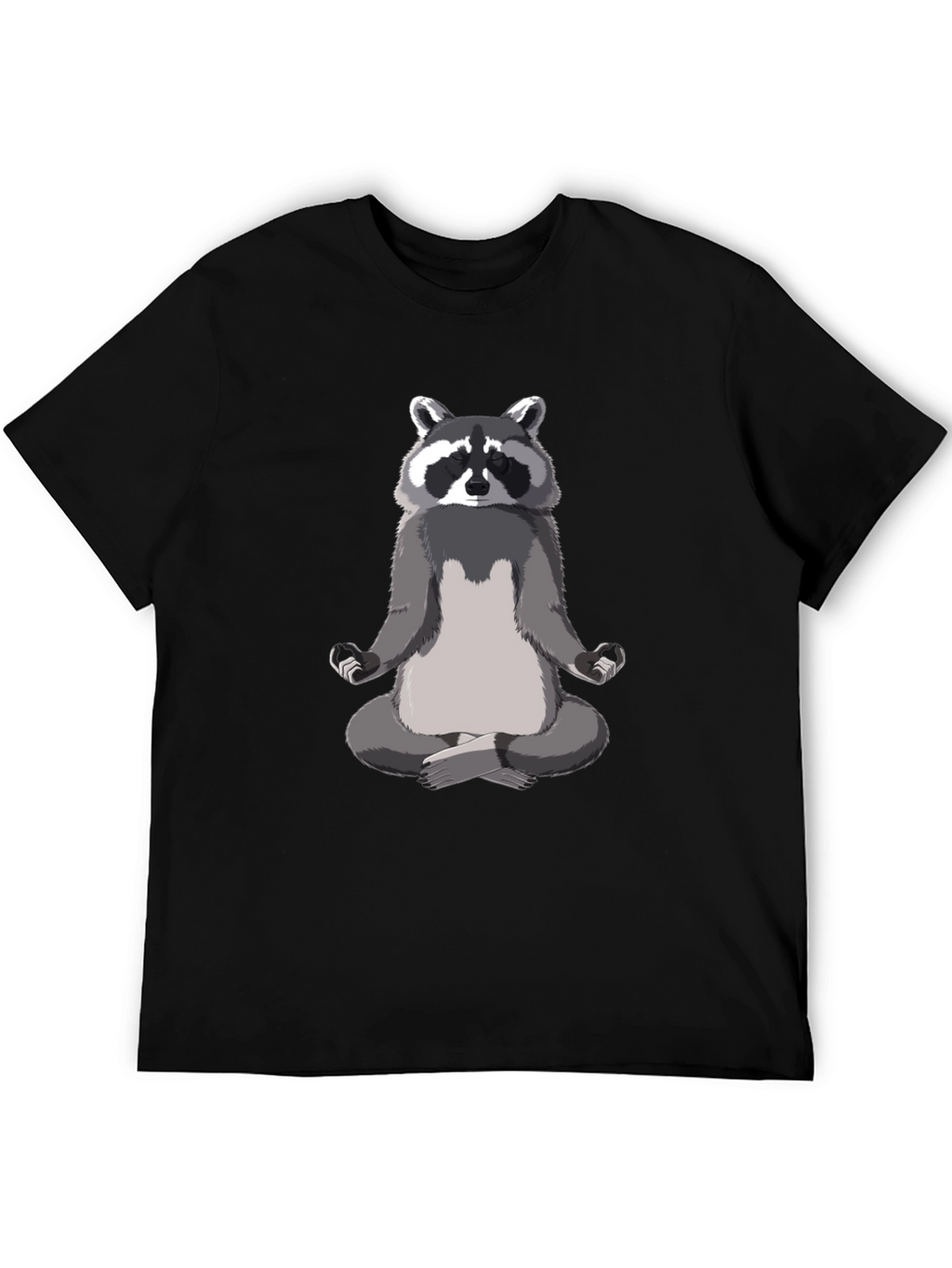 Zen Raccoon Mens Black T-Shirt