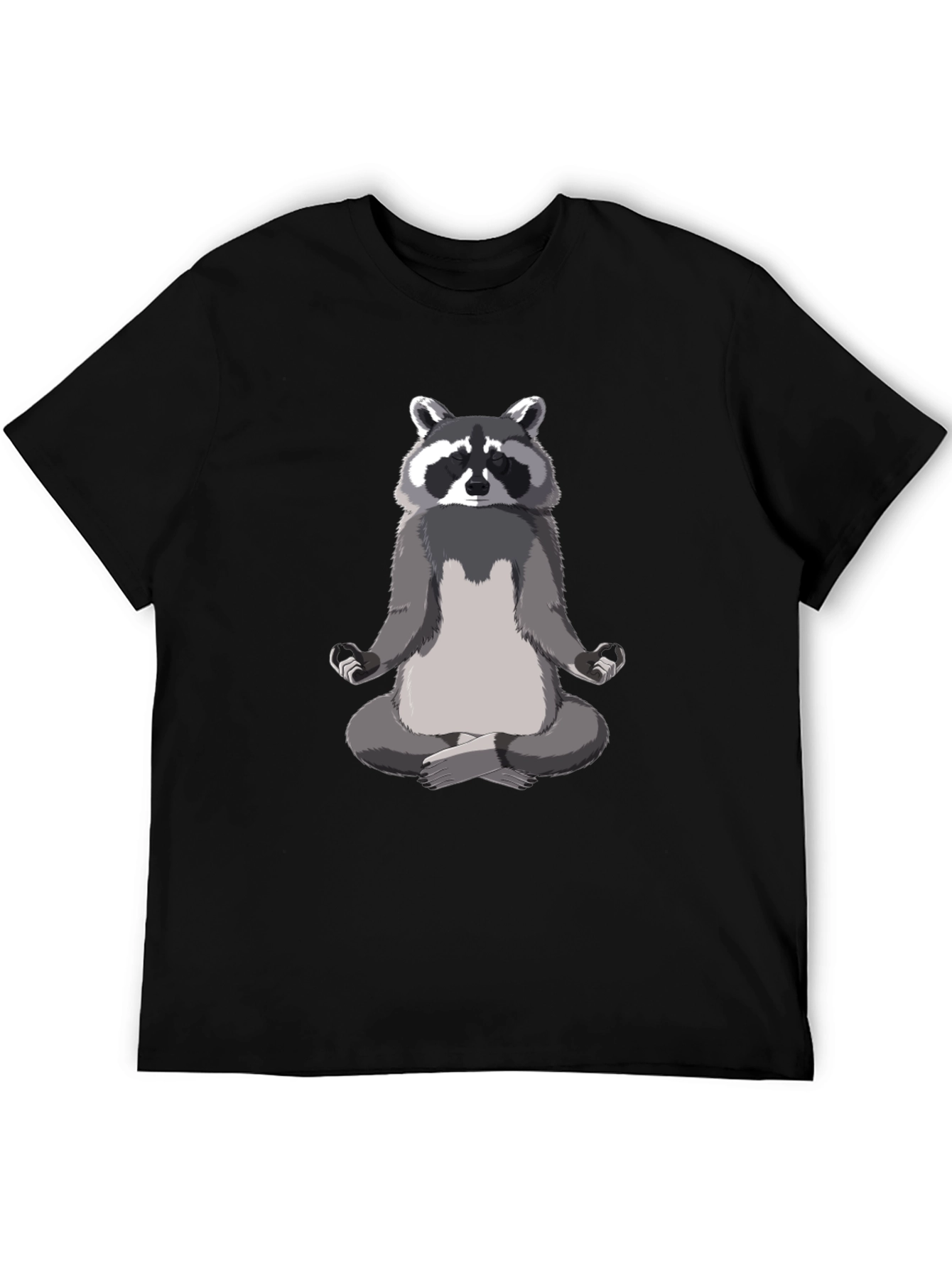 Zen Raccoon Mens Black T-Shirt