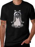 Zen Raccoon Mens Black T-Shirt