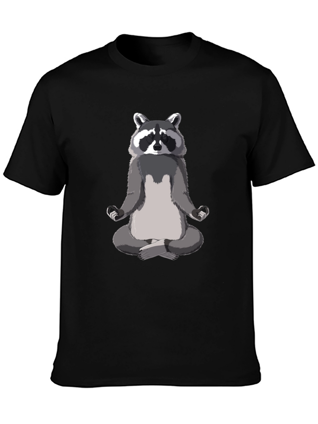 Zen Raccoon Mens Black T-Shirt