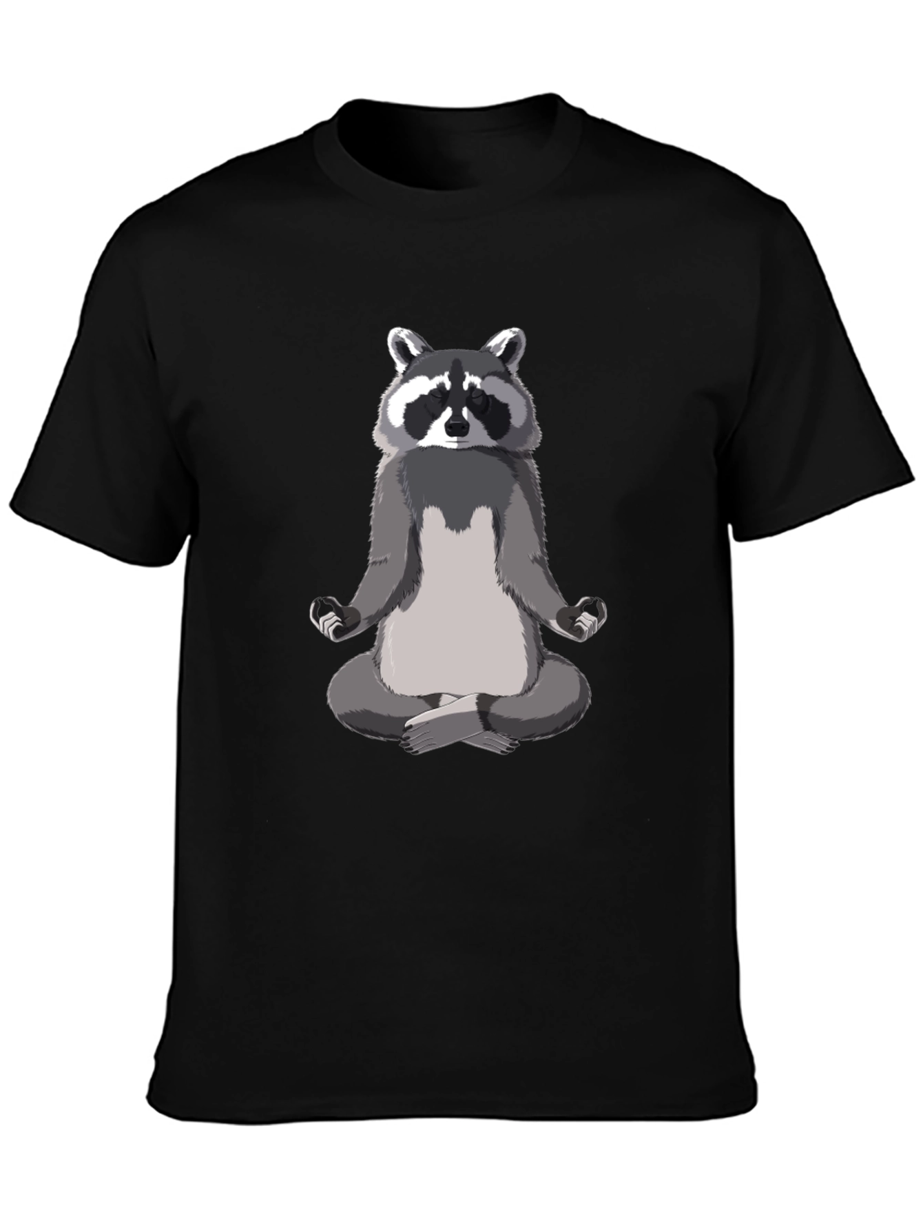Zen Raccoon Mens Black T-Shirt