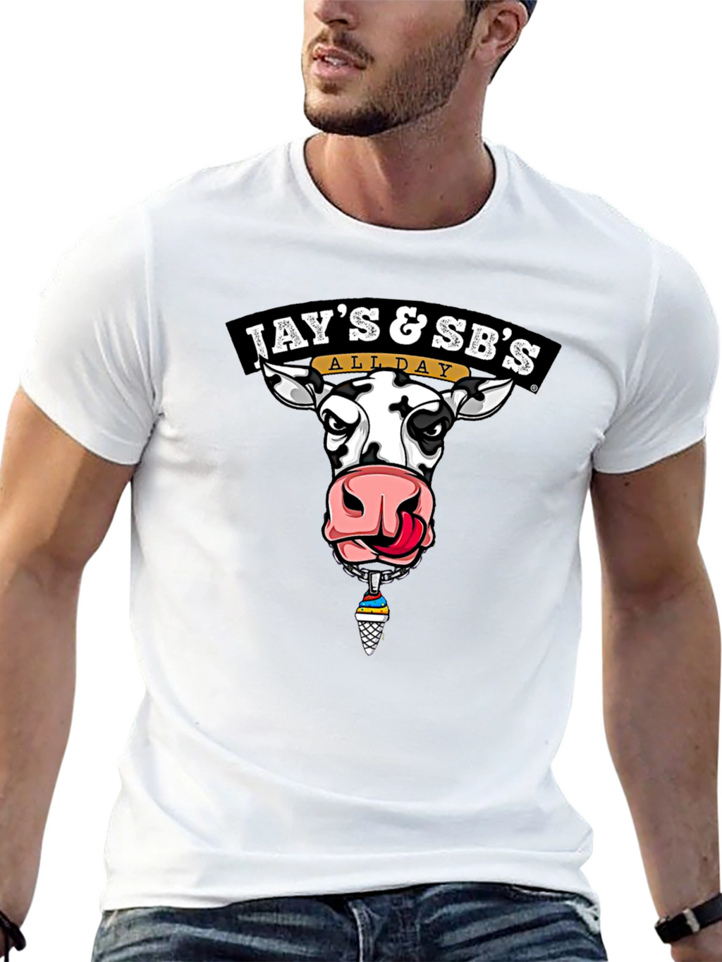 Jays & SBs All Day Cow Graphic Black T-Shirt
