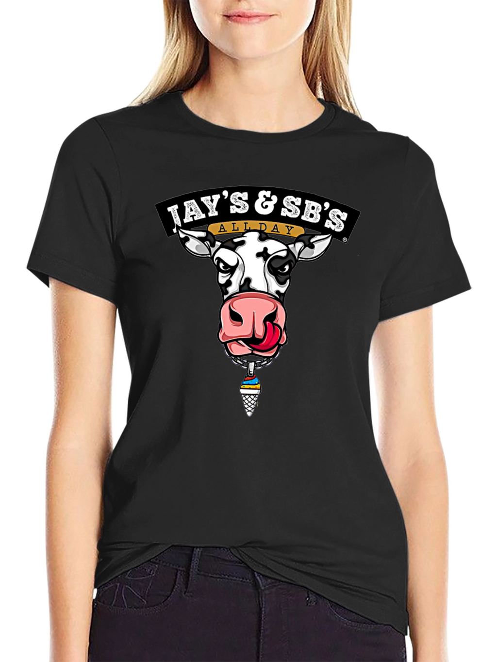 Jays & SBs All Day Cow Graphic Black T-Shirt
