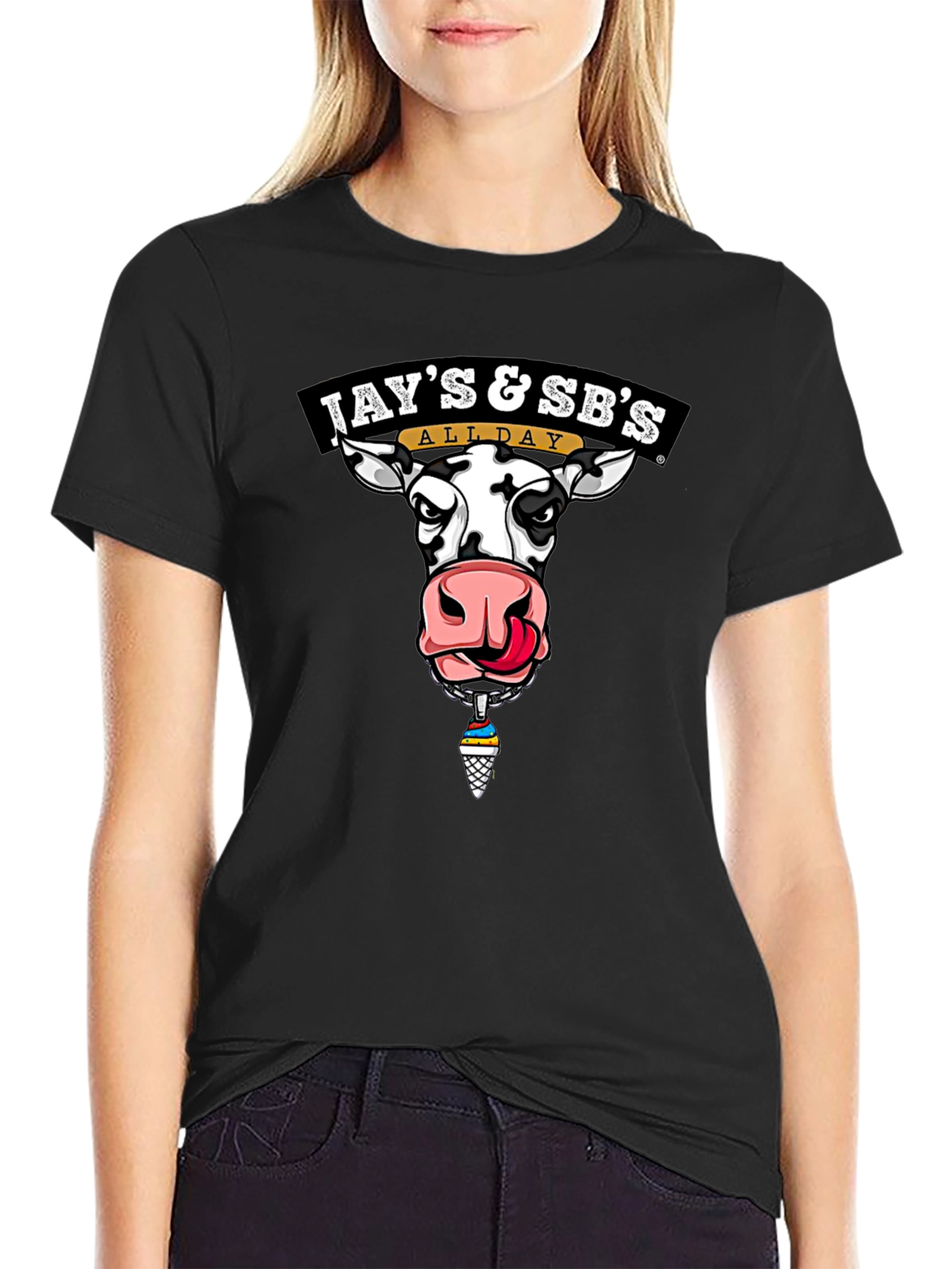 Jays & SBs All Day Cow Graphic Black T-Shirt