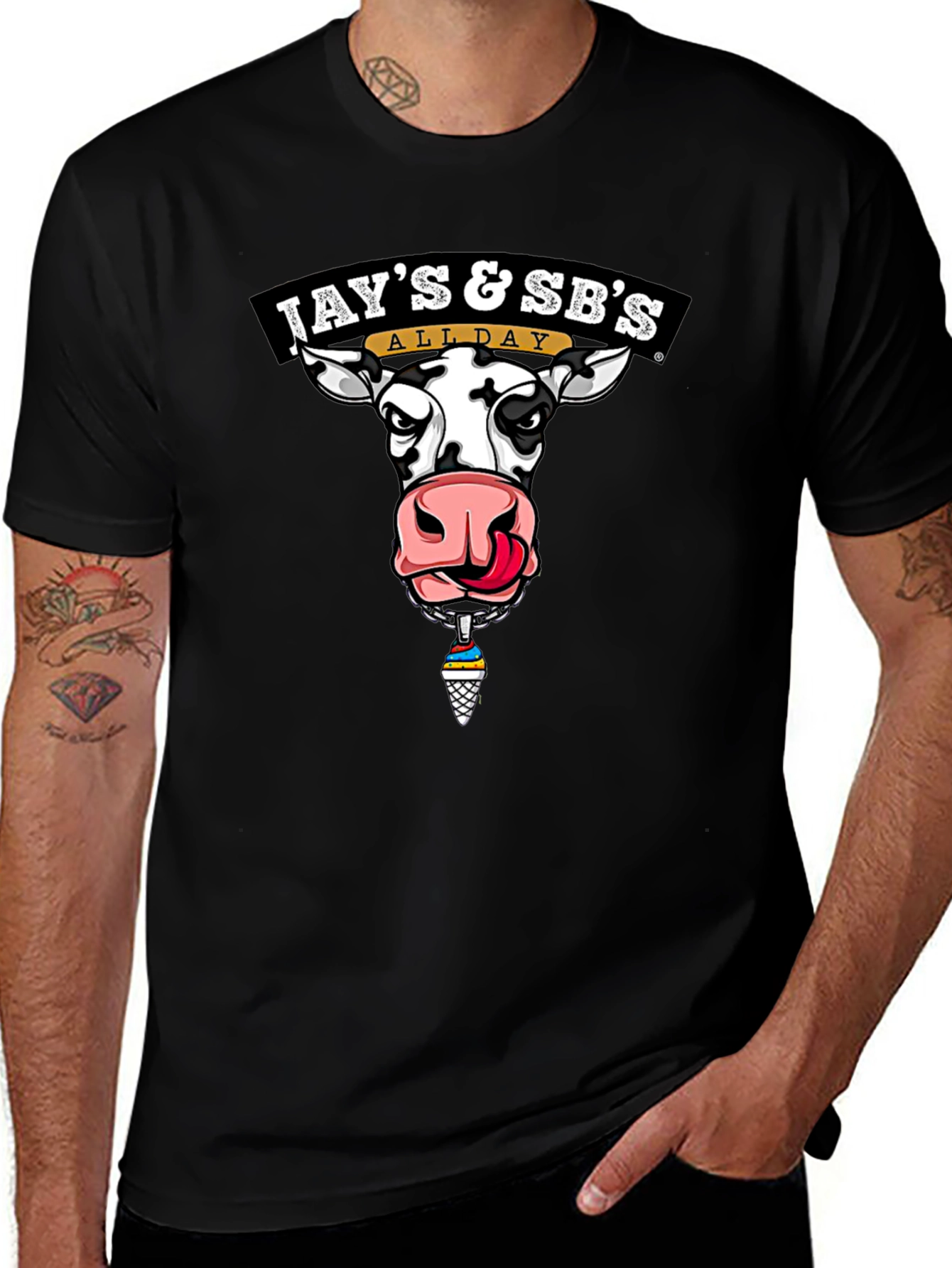 Jays & SBs All Day Cow Graphic Black T-Shirt