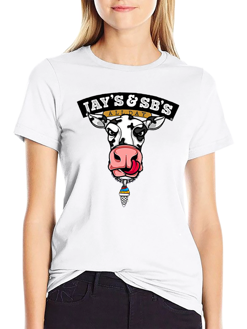 Jays & SBs All Day Cow Graphic Black T-Shirt