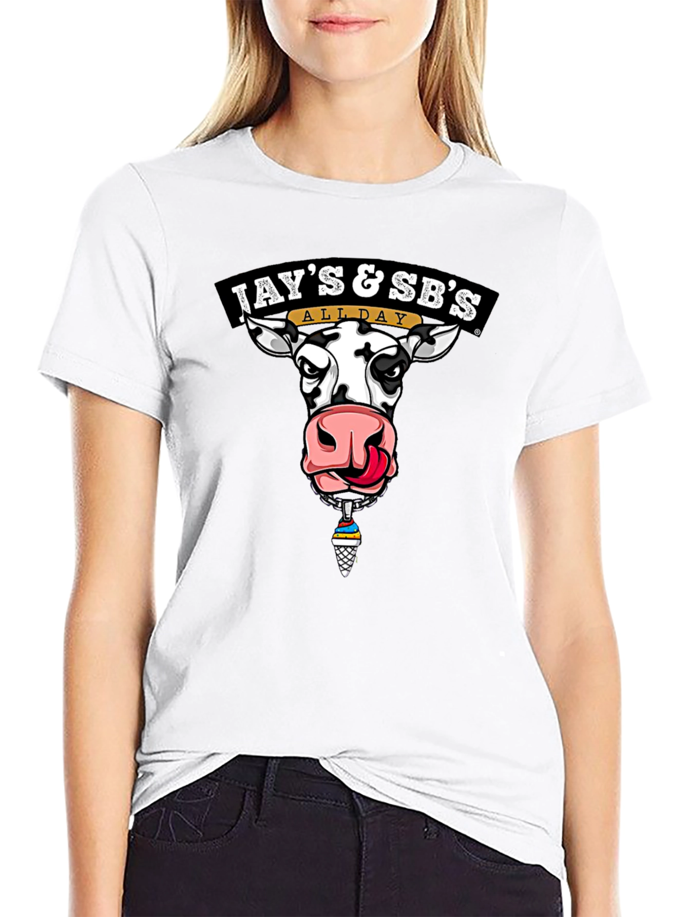Jays & SBs All Day Cow Graphic Black T-Shirt