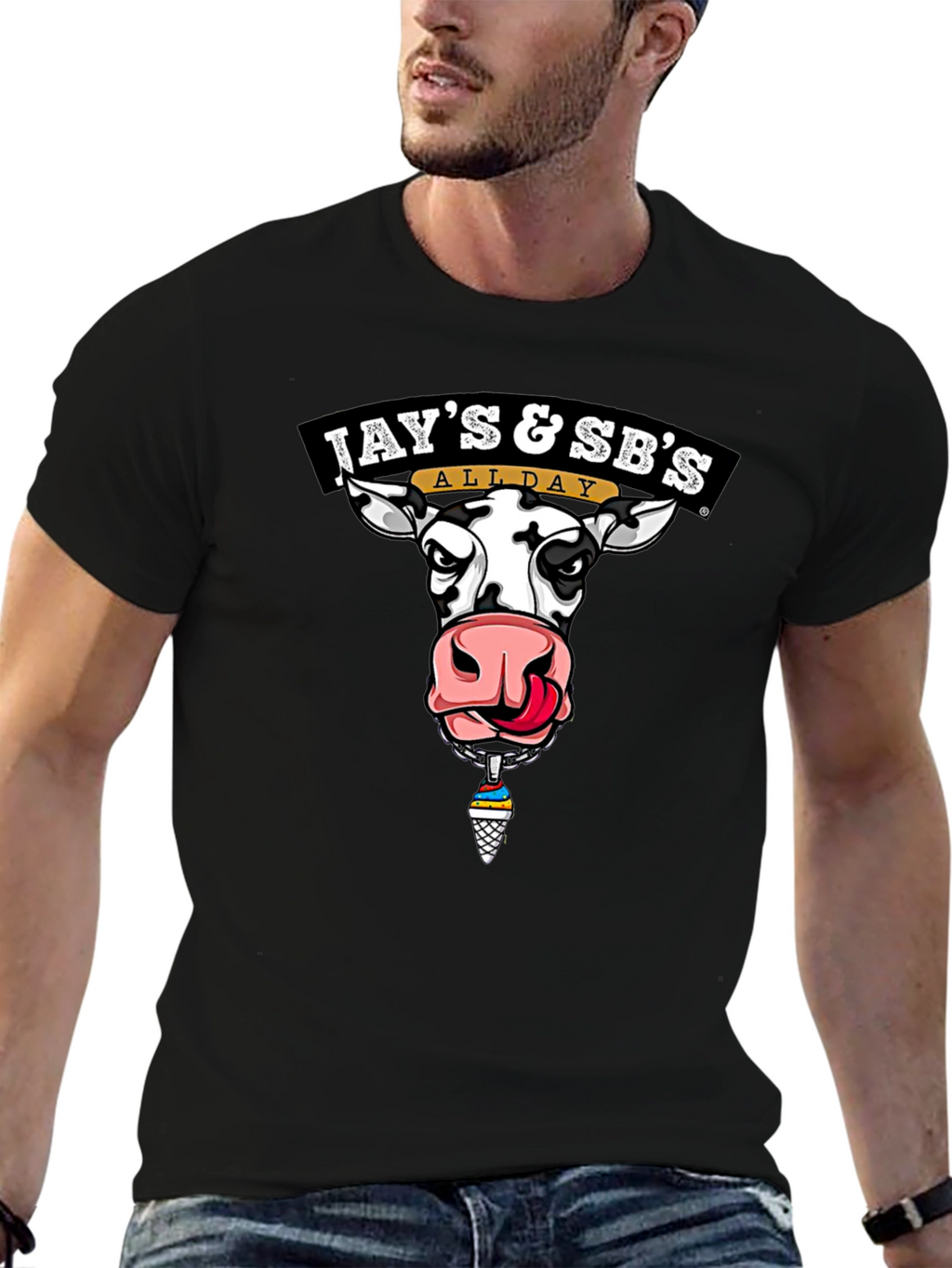 Jays & SBs All Day Cow Graphic Black T-Shirt
