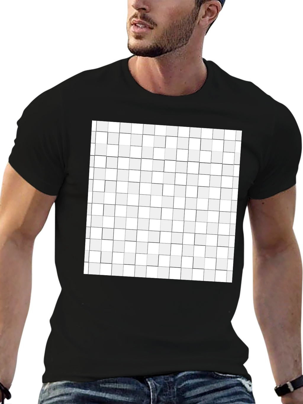 Geometric Grid T-Shirt - Modern Abstract Design